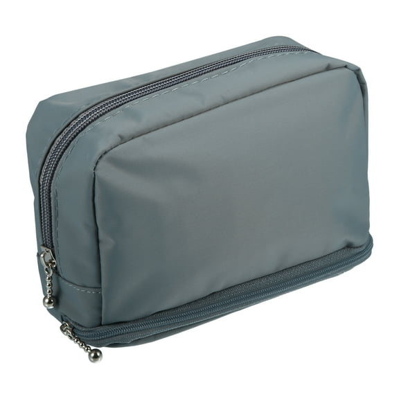 Unique Bargains Cosmetic Bag Travel Makeup Bag Cosmetic Brush Organizer Storage Bag for Women Gray 6.89"x2.76"x4.72"
