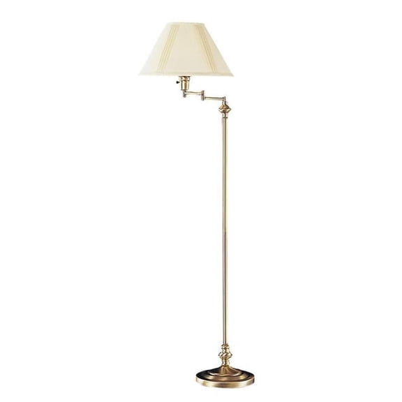 150W Metal Floor Lamp with Swing Arm & Fabric Conical Shade, Gold
