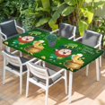 thumbnail image 2 of St. Patrick's Day Table Cloths for 6 Foot Rectangle Tables, Lucky Shamrock Gnomes Beer Coin Wood Green Patio Waterproof Elastic Fitted Tablecloths, Washable Rectangular Table Cover for Camping, 2 of 8