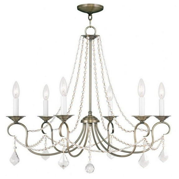 Traditional Six Light Chandelier-Antique Brass Finish Bailey Street Home 218-Bel-1261108