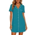 thumbnail image 2 of Avirosel Women's Button Down Sleepshirt Short Sleeve Nightgown V Neck Nightshirt Pajamas Soft Casual Nightdress for Loungewear, 2 of 7