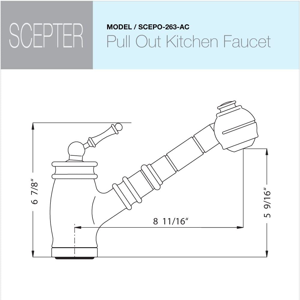 Houzer Scepter Pull Out Kitchen Faucet with CeraDox Technology, Antique Copper (SCEPO-263-AC)