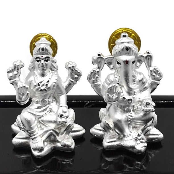 999 Pure Silver Ganesh & Lakshmi / Laxmi idol / Statue / Murti
