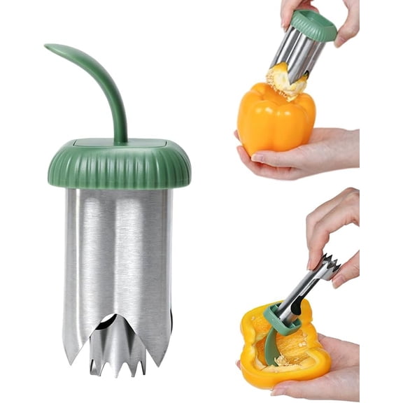 2‑in‑1 Pepper Corer Seed Remover Tool Stainless Steel Bell Pepper Core Remover Multifunctional Fruit Vegetable Corer for Kitchen Gadget
