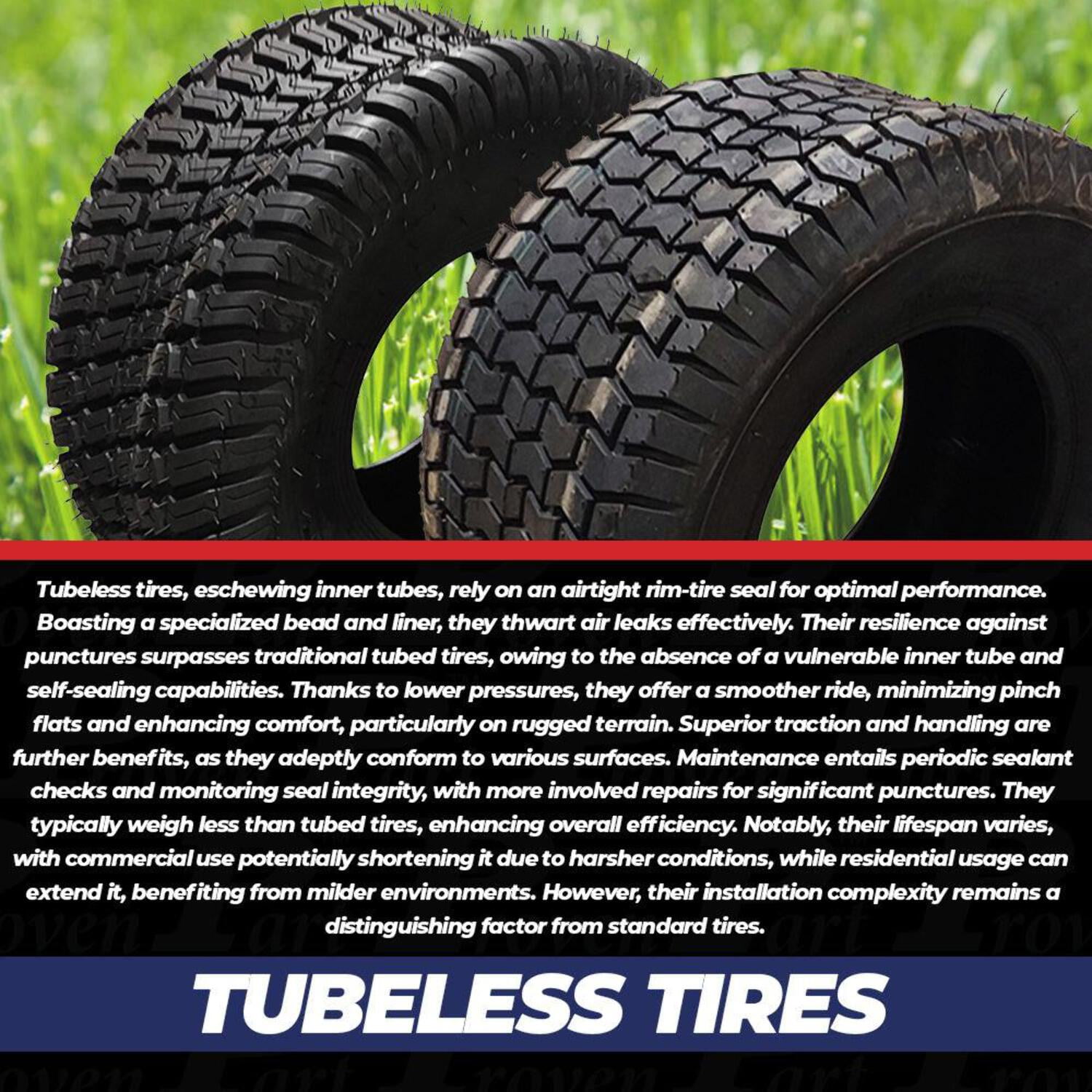 Proven Part Set Of 2 16X6.50-8 Lawn Mower Turf Master Tires 4 Ply Tubeless 5114011