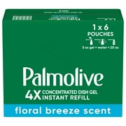 Palmolive 4X Concentrated Dish Detergent Gel Refill Pouches, Floral Breeze, 5 fl oz, 6 Pack