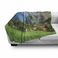 thumbnail image 3 of European Soft Flannel Fleece Throw Blanket, Green Fields Touristic Town Lauterbrunnen Bernese Oberland Switzerland Europe, Cozy Plush for Indoor and Outdoor Use, 50" x 60", Green Grey, by Ambesonne, 3 of 6