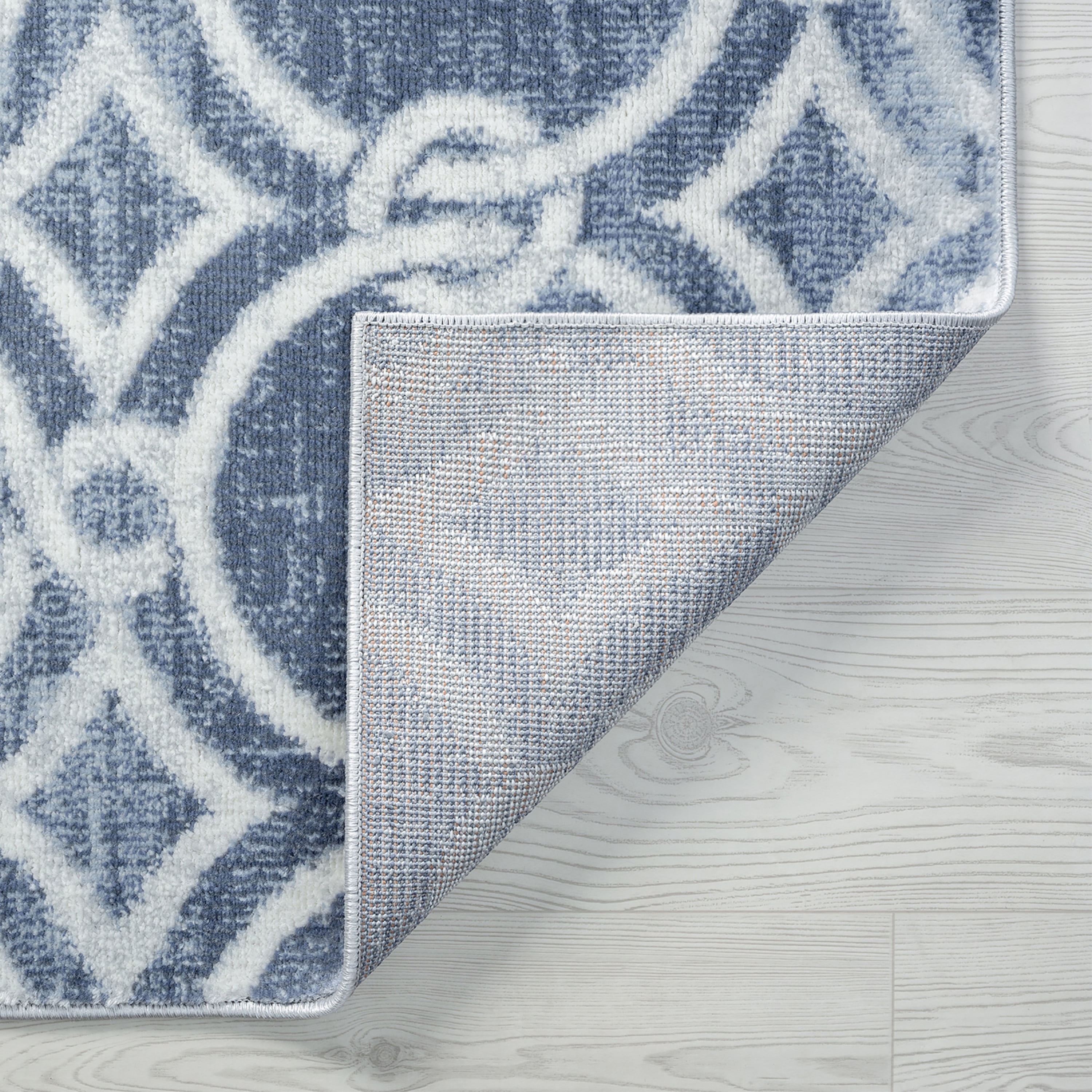 Allure Transitional 8' x 10' Navy and Cream Polypropylene Indoor Area Rug