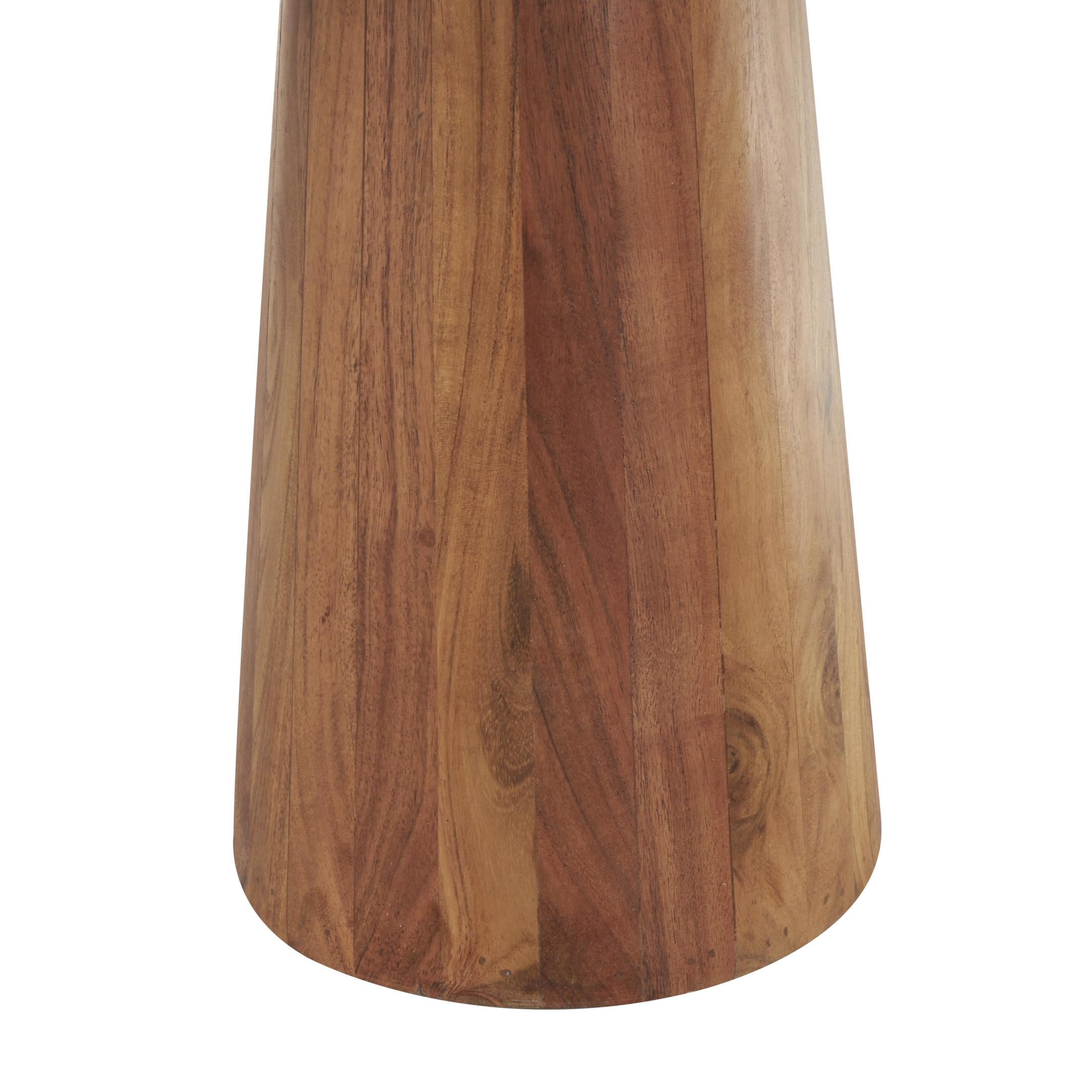 DecMode 12" x 16" Brown Wood Accent Table with Natural Wood Grains and Cone Shaped Bases, 3-Pieces
