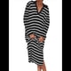 thumbnail image 3 of Vestido de Suéter A Rayas para Mujer, Otoño, de Punto Grueso, Cuello en V, Larga, Abertura, Holgado, Midi. Negro S, 3 of 8