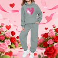 thumbnail image 3 of Zefriona Kids Casual Heart Graphic Long Sleeve Hoodie and Cuffed Tracksuit Pants Set 2-13Y Gray Size 7, 3 of 6