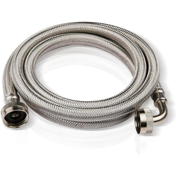 4 Ft Washing Machine Hose, 304 Stainless Steel, 3/4 Inch, 90° Elbow