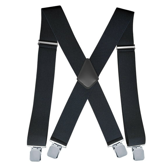 RUseeN Suspenders for Men Heavy Duty, Wide Adjustable Elastic X Back Suspender, Mens Suspenders X-Back 2" Wide Adjustable Solid Straight Heavy Duty Clip Suspenders for Men Women