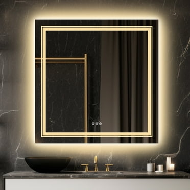 LUVODI LED Bathroom Mirror with Backlit Frontlit Lights Anti-Fog Dimmable Vanity Mirror 32x32in