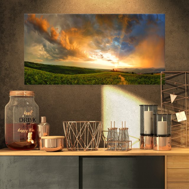Majestic Sunset with Storm Clouds - Landscape Artwork Canvas