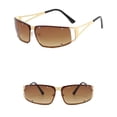 thumbnail image 3 of Sunglasses For Women Trendy Glasses Metal Wrap Around Retro Punk 2000S Sunglasses Unisex Khaki, 3 of 5