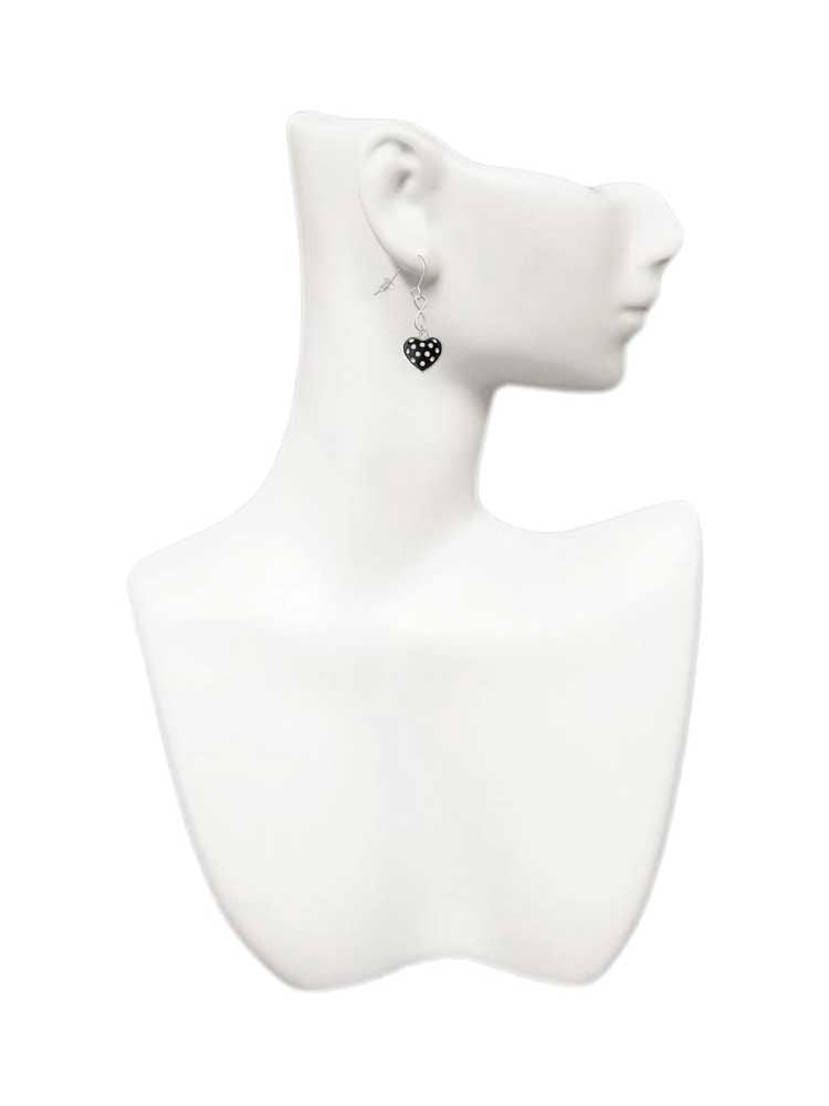 Delight Jewelry Silvertone Black Resin Heart with Clear Crystals in Frame Silver tone Infinity French Earrings