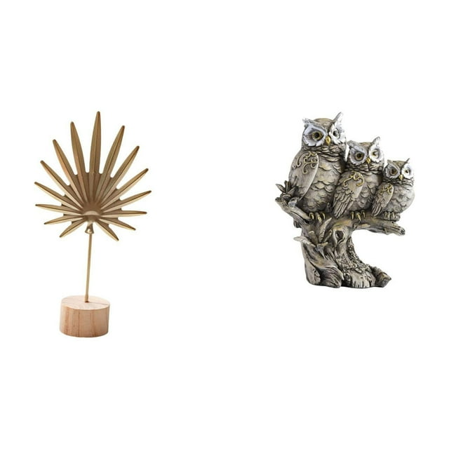 Escultura nórdica abstracta de metal con forma de hoja y búho, adorno creativo de mesa, figura de animal moderna para decoración del hogar, fiesta, sa