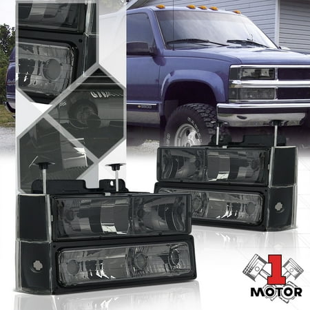 89 90 Chevy Truck - Smoke Tinted Headlight+Signal Corner+Bumper for 88-93 Chevy C10 CK Pickup Truck 89 90 91 92