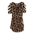 thumbnail image 4 of ICHUANYI Clearance Women's Summer Short SleevesＶ-Neck Zipper Leopard Hollow Out T-Shirt Blouse Tops(Coffee, XXL) ICHUANYI WER2023080707667, 4 of 5