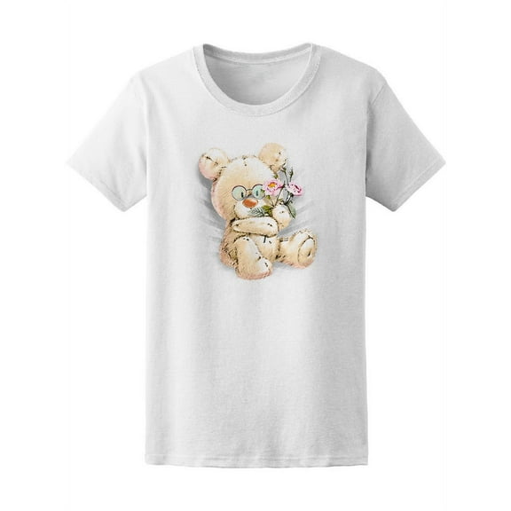 Cute Bear Sitting With Flowers Tee Women's -Image by Shutterstock