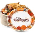 TRAHOO50 Count Thanksgiving Oval Paper Plates, 10" x 12.5" Large