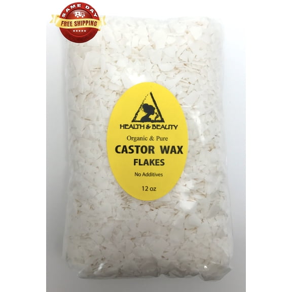 CASTOR WAX FLAKES ORGANIC VEGAN PASTILLES BEADS PREMIUM NATURAL 100% PURE 12 OZ
