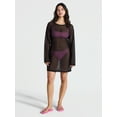 thumbnail image 2 of No Boundaries Crochet Raglan Dress Swim Coverup with Long Sleeves, Women's, 2 of 4