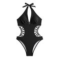 thumbnail image 2 of GZWYHT Womens Swimsuits One Piece Swimsuit Women Women Bikini Swimsuit Set With Thin Ribbon Neck Hollow Out Swimsuit Set Swimsuits for Curvy Women Bathing Suit for Women Black L, 2 of 5