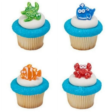 ON SALE 24 Beach Cuties Cupcake Cake Ring Party Favors