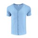 thumbnail image 3 of Blusas y camisas de manga corta con cuello en V para hombre, moda de ocio, ventilación, color sólido, botones, cuello en V, manga corta, abrigo de poliéster para hombre, 3 of 8