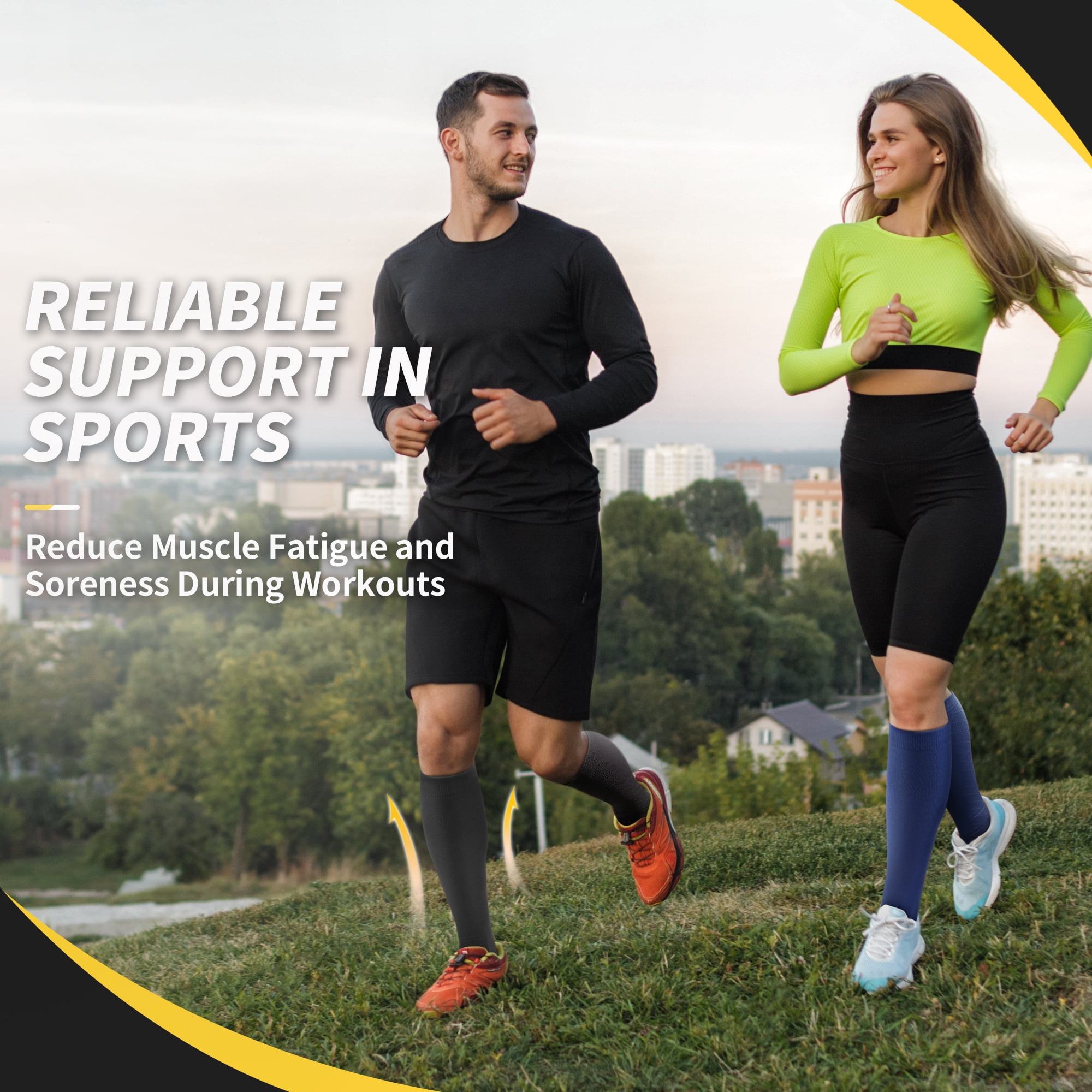 CAMBIVO Compression Socks for Women and Men, 6 Pairs Compression Stockings, 20-30mmHg Knee High Socks Best for Pregnancy, Running, Travel, Athletics, Nurse, Flight,