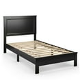 thumbnail image 2 of Gymax Twin Size Bed Frame Platform Slat High Headboard Bedroom Rubber Wood Leg Black, 2 of 9