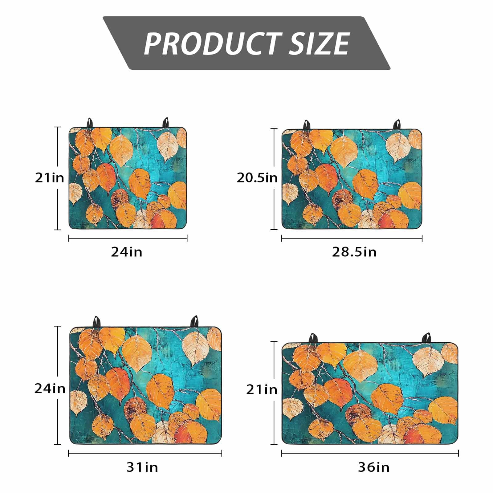 Orange Leaf Stove Top Cover for Electric Stove, Heat-proof & Non Slip Glass Top Stove Cover Protector, Abstract Oil Painting Branch Turquoise Kitchen Flat Cooktop Rubber Mat 24x21 Inches