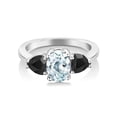 thumbnail image 2 of Gem Stone King 1.92 Ct Oval Sky Blue Aquamarine Black Onyx 925 Sterling Silver Ring, 2 of 4