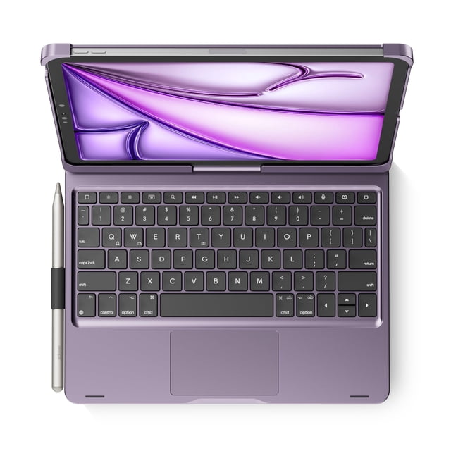 Funda con teclado edaiser giratoria para iPad de 11" con retroiluminación morada