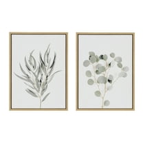 Sylvie Neutral Botanical 18 in x 24 in Framed Painting Canvas Art Prints, by Kate and Laurel Set of 2