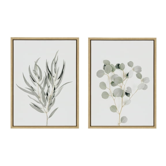 Sylvie Neutral Botanical 18 in x 24 in Framed Painting Canvas Art Prints, by Kate and Laurel Set of 2