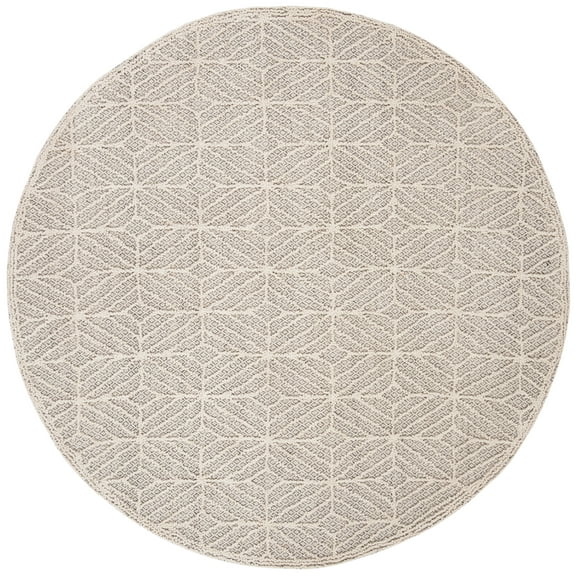 SAFAVIEH Trace Gervase Geometric Wool Area Rug, Ivory/Black, 6' x 6' Round