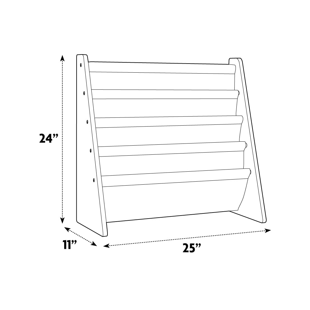 Humble Crew Child Book Rack with Fabric Sling Sleeves, Pastel, 4 Shelves