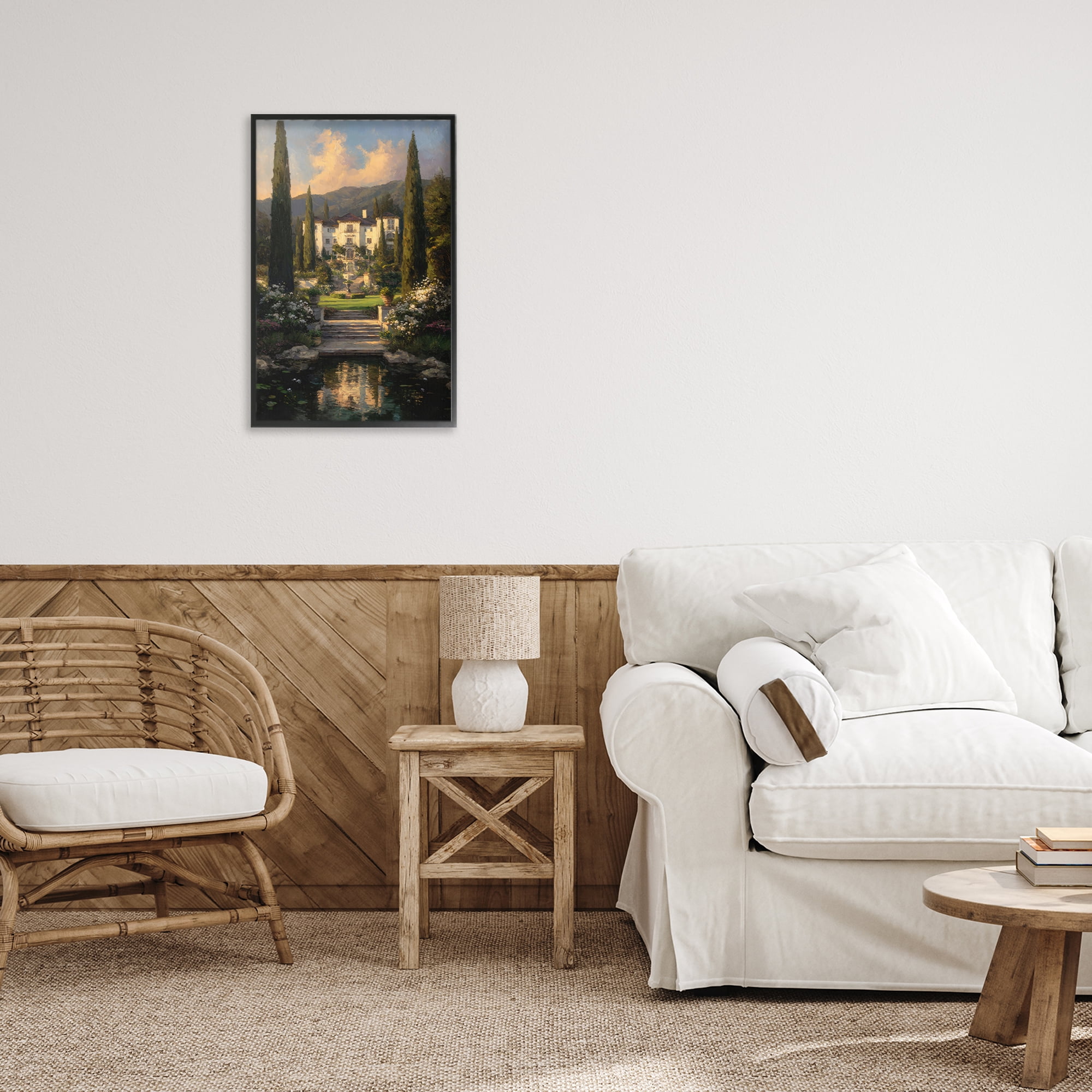 Stupell Industries Victorian Mansion at Sunset Black Framed Giclee Art, design by Petal Prints Design
