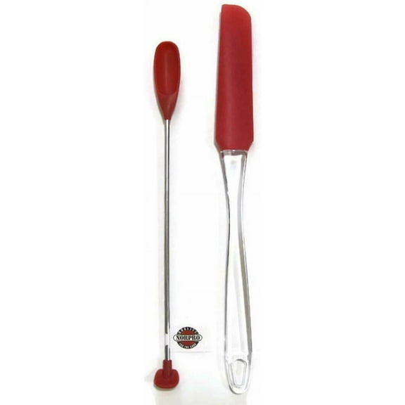 Norpro 2pc Silicone Spatula Set - Jar Scraper with Cake Icing Spatula - Red