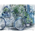 thumbnail image 2 of Tre Sorelle Studios 32x25 White Modern Wood Framed Museum Art Print Titled - Blue and White Bicycle Florist Shop, 2 of 4