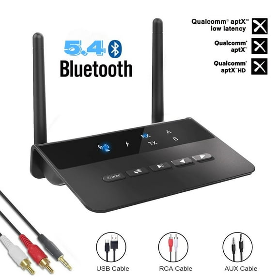 Bluetooth Receiver Transmitter,KSRplayer 2 in 1 Bluetooth 5.4 Adapter 3.5mm AUX and Port Bluetooth Adapter for TV Home Stereo Car Speaker, Low Latency, Pairs 2 Devices Simultaneously