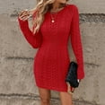 thumbnail image 6 of Women's Fall Fashion Long Sleeve Mini Dress Bodycon Short Party Date Night Going Out Dresses Red, 6 of 8