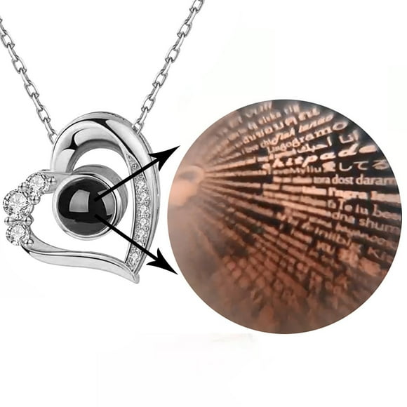 LSLJS Heart Projection Necklace -I Love You- In 100 Languages Cubic-Zirconia Romantic Gift Necklace for Women Gril Wonderful Gift, Gifts on Anniversary Valentines Day Christmas Birthday Mothers Day