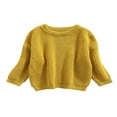 thumbnail image 1 of Toddler Infant Baby Girl Boy Knit Sweater Solid Color Oversized Crewneck Warm Pullover Sweatshrit Fall Winter Tops, 1 of 7