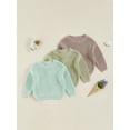 thumbnail image 3 of Toddler Kids Little Boy Girl Knit Sweater 0 3 6 9 12 18 24 Months 2T 3T 4T 5T Causal Solid Color Crew Neck Long Sleeve Pullover Tops for Fall Winter, 3 of 9