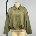 thumbnail image 3 of ZOELNIC Women's Faux Suede Bomber Jacket Lapel Zip Up Coat, Fall Motorcycle Streetwear Outerwear, S, 3 of 6