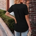 thumbnail image 5 of New Summer Arrivals Olyvenn Womens Short Sleeve Tops Pleated Boho Shirts Casual Solid Crew Neck Tunic Shirts Summer Ruched Blouse Black XL, 5 of 8
